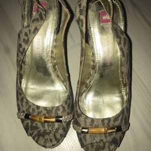 Elaine Turner Leopard Espadrille Wedge Sandals
